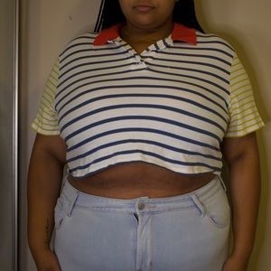 Colorblock Collar Crop Top: WILD FABLE